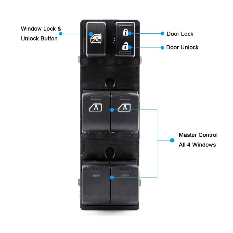 Ameetaa Front Driver Side Power Window Switch Compatible for 2007-2012 Nissan Altima Replace# 25401ZN50B, 25401ZN50C - Image 3